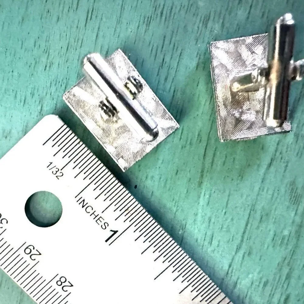 Silver tone vintage cuff links